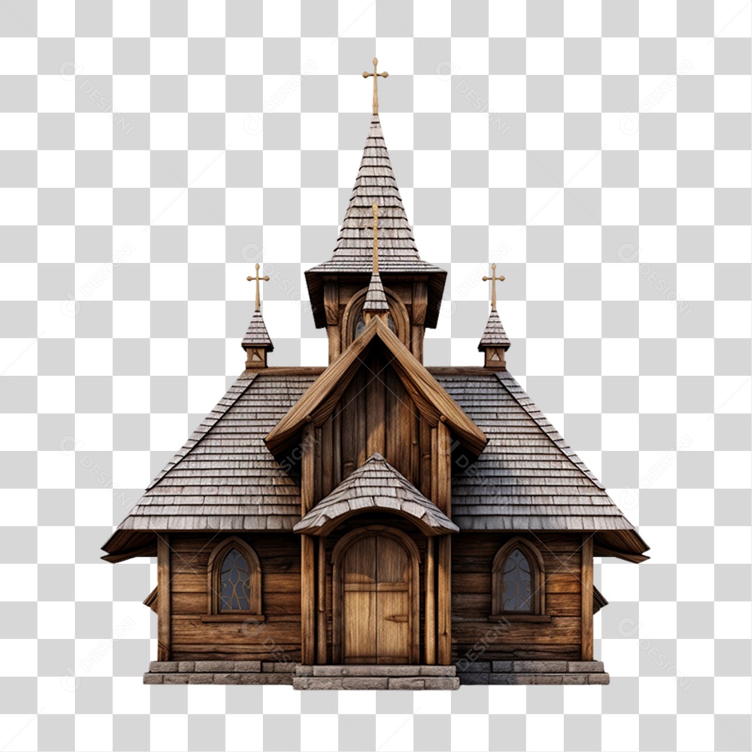 Igreja de Madeira Casa PNG Transparente