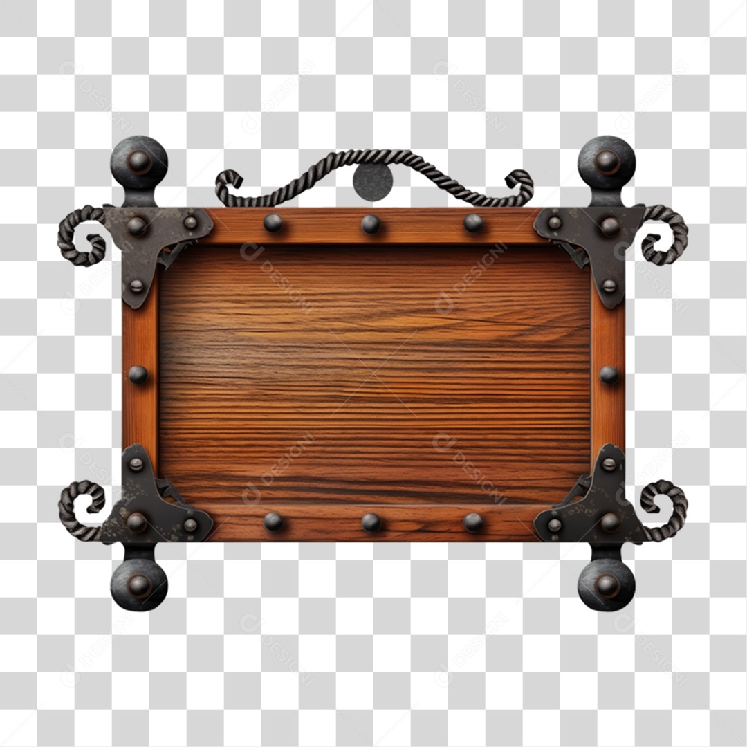 Elemento 3D Placa de Madeira Para Composição PNG Transparente