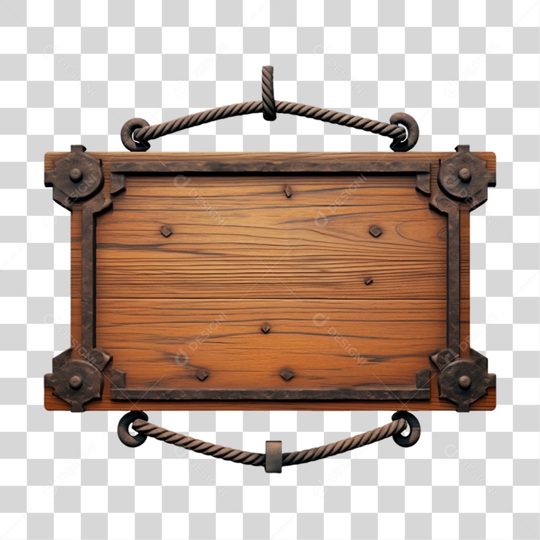Elemento 3D Placa de Madeira Para Composição PNG Transparente