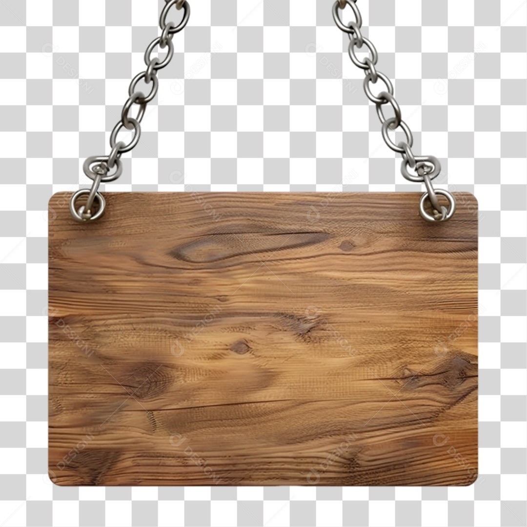 Elemento 3D Placa de Madeira Para Composição PNG Transparente