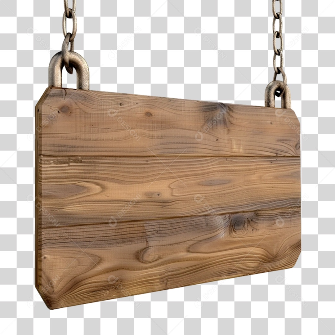 Elemento 3D Placa de Madeira Para Composição PNG Transparente