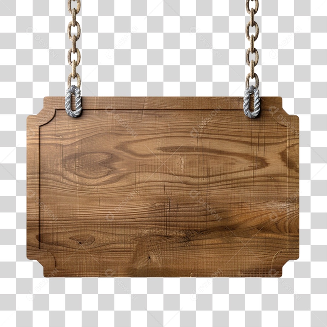 Elemento 3D Placa de Madeira Para Composição PNG Transparente