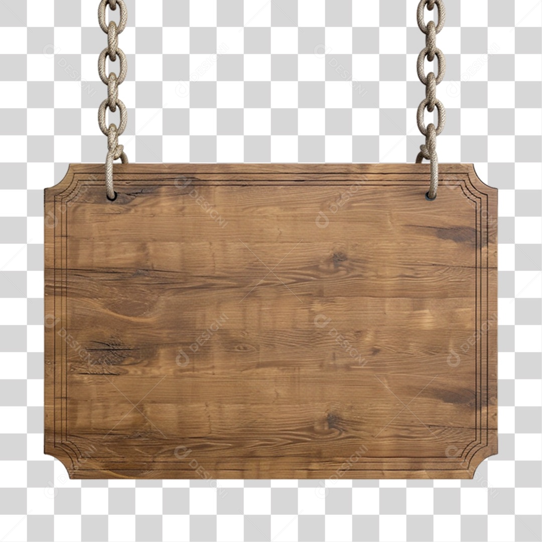Elemento 3D Placa de Madeira Para Composição PNG Transparente