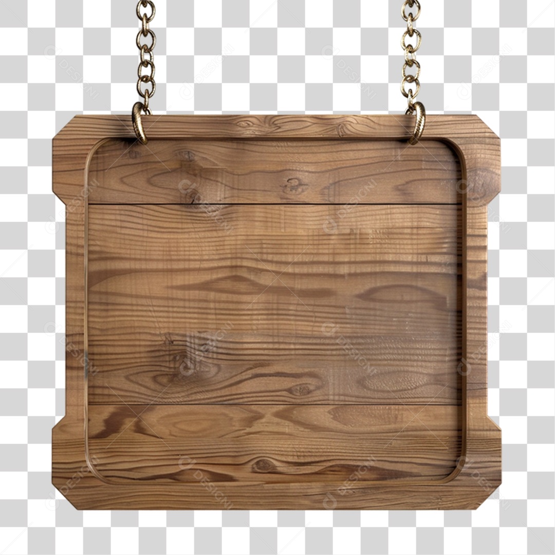 Elemento 3D Placa de Madeira Para Composição PNG Transparente