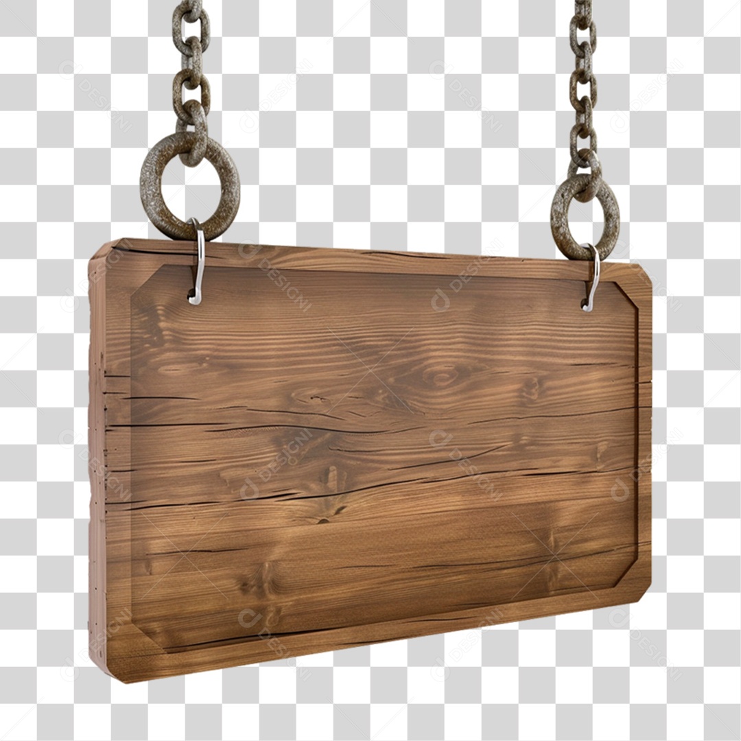 Elemento 3D Placa de Madeira Para Composição PNG Transparente