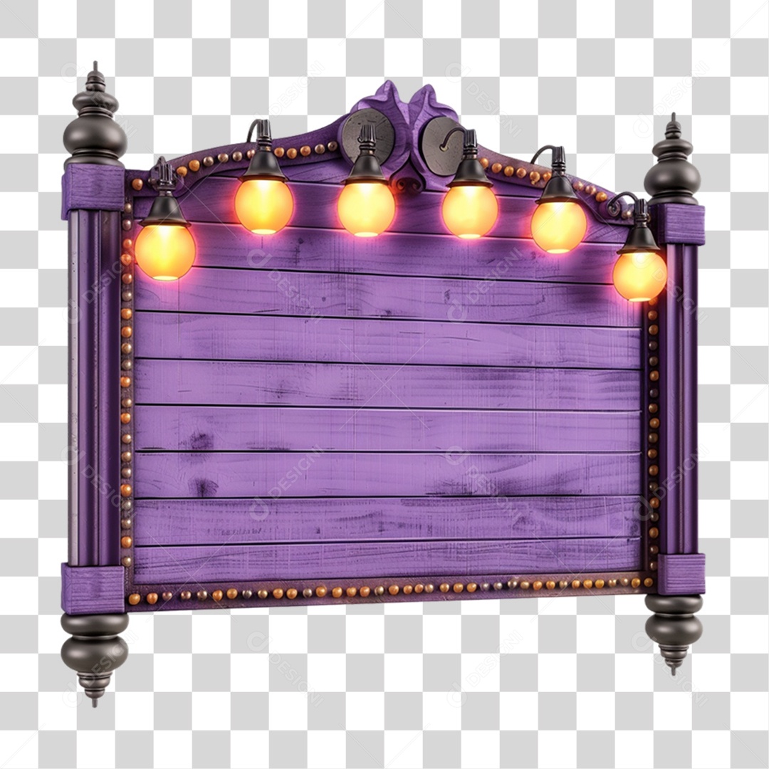 Elemento 3D Placa de Madeira Para Composição PNG Transparente