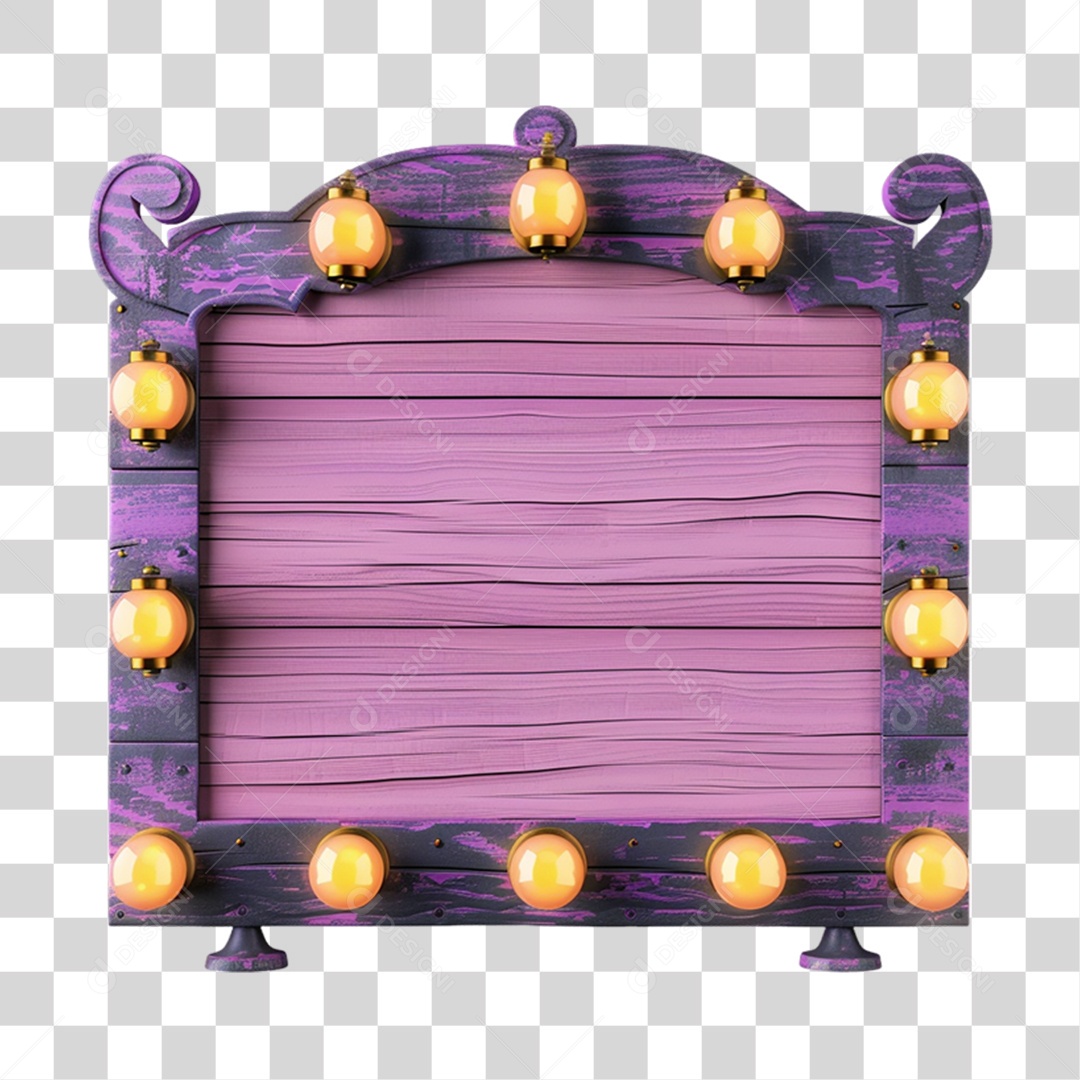 Elemento 3D Placa de Madeira Para Composição PNG Transparente