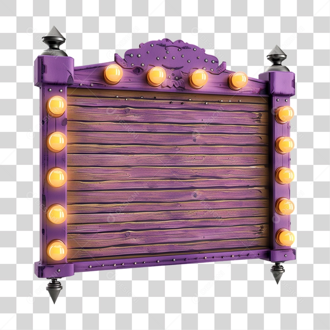 Elemento 3D Placa de Madeira Para Composição PNG Transparente