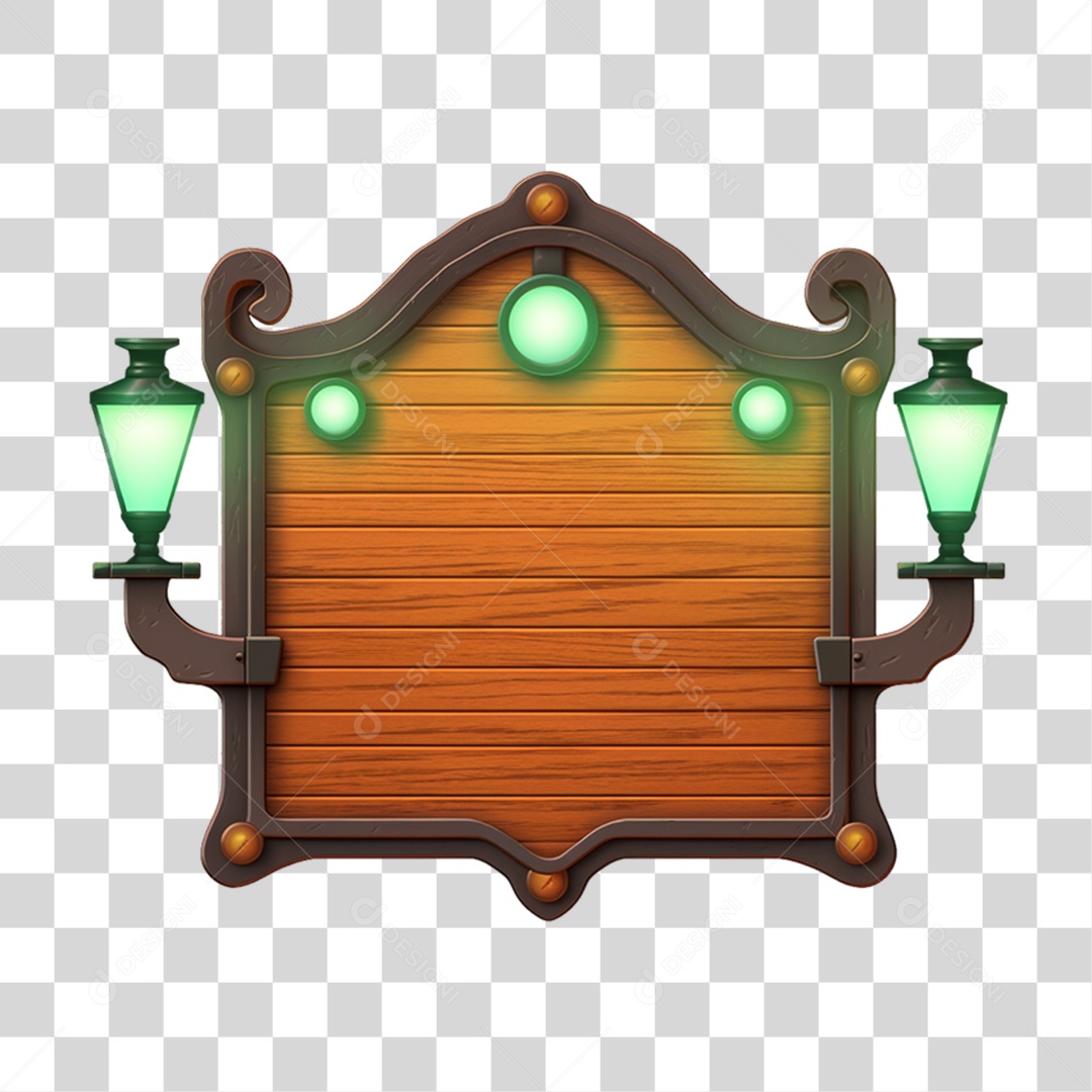 Elemento 3D Placa de Madeira Para Composição PNG Transparente