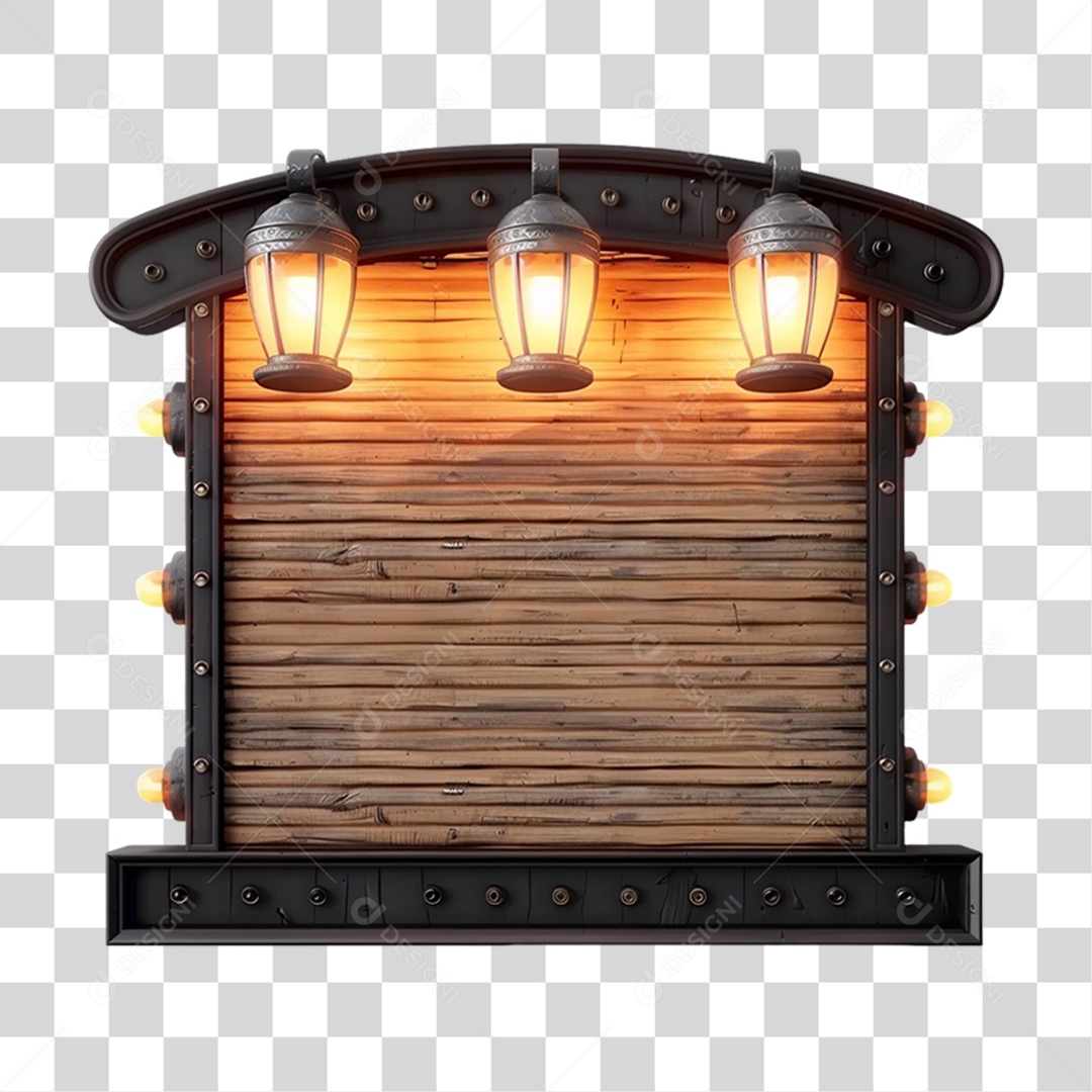 Elemento 3D Placa de Madeira Para Composição PNG Transparente