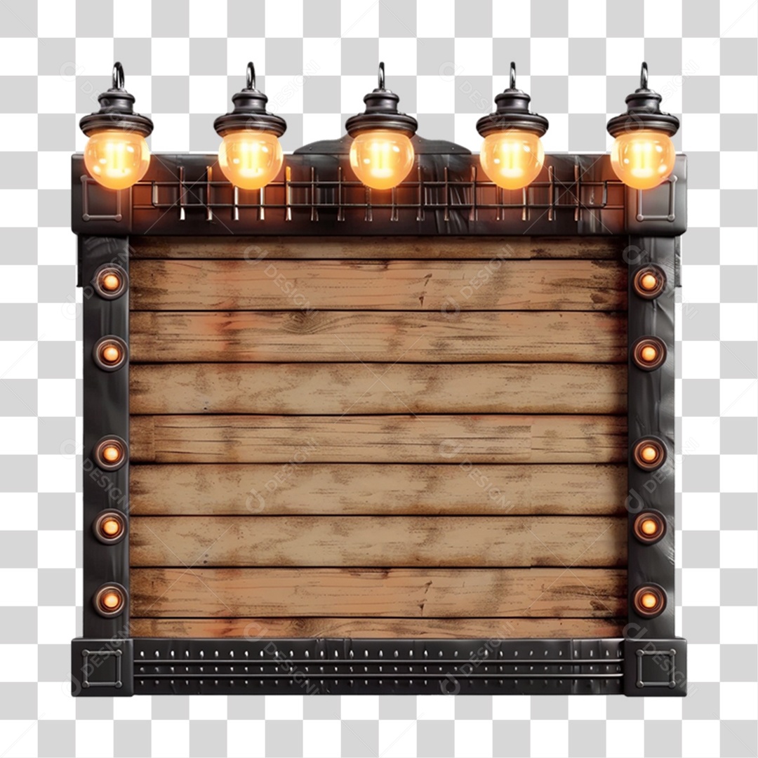 Elemento 3D Placa de Madeira Para Composição PNG Transparente