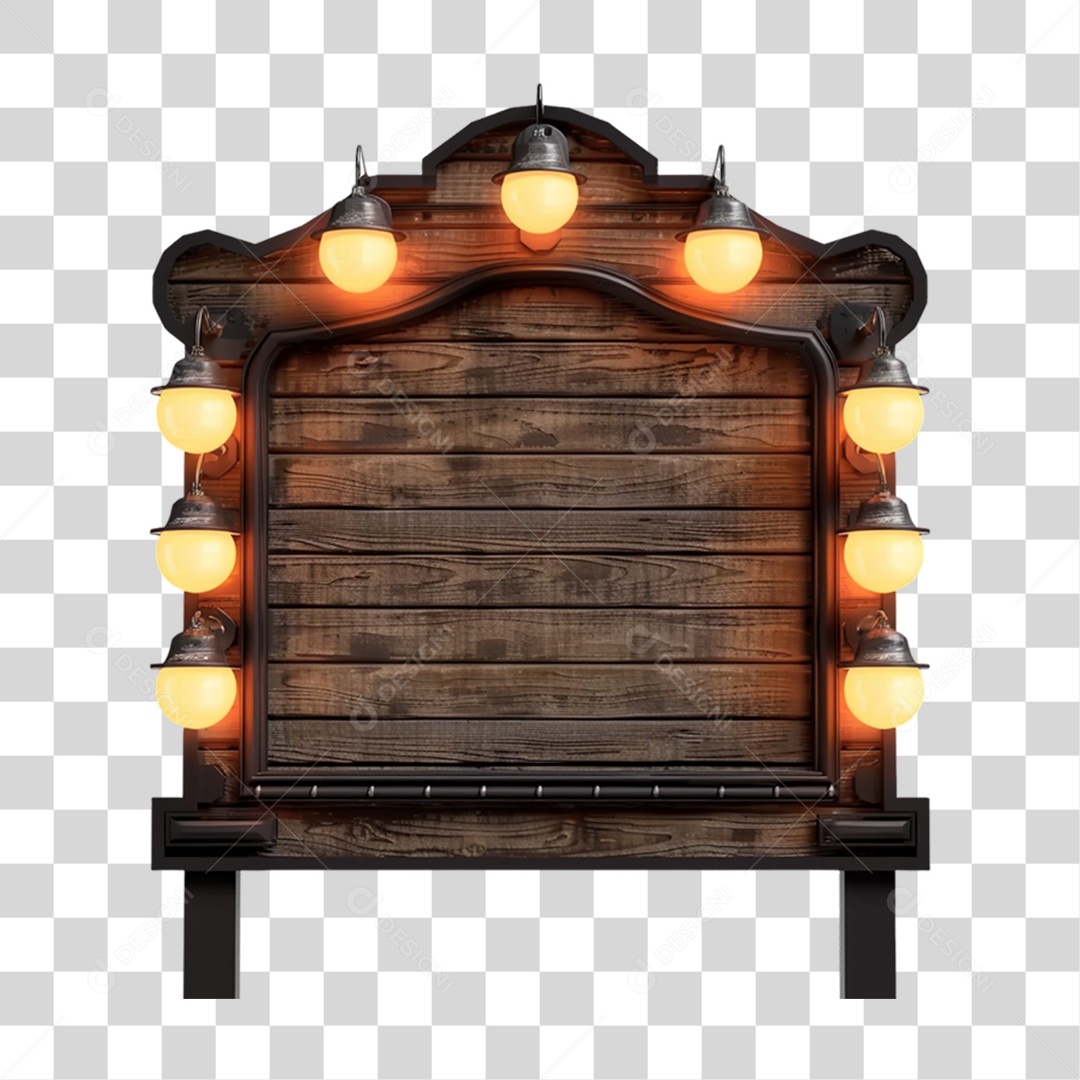 Elemento 3D Placa de Madeira Para Composição PNG Transparente