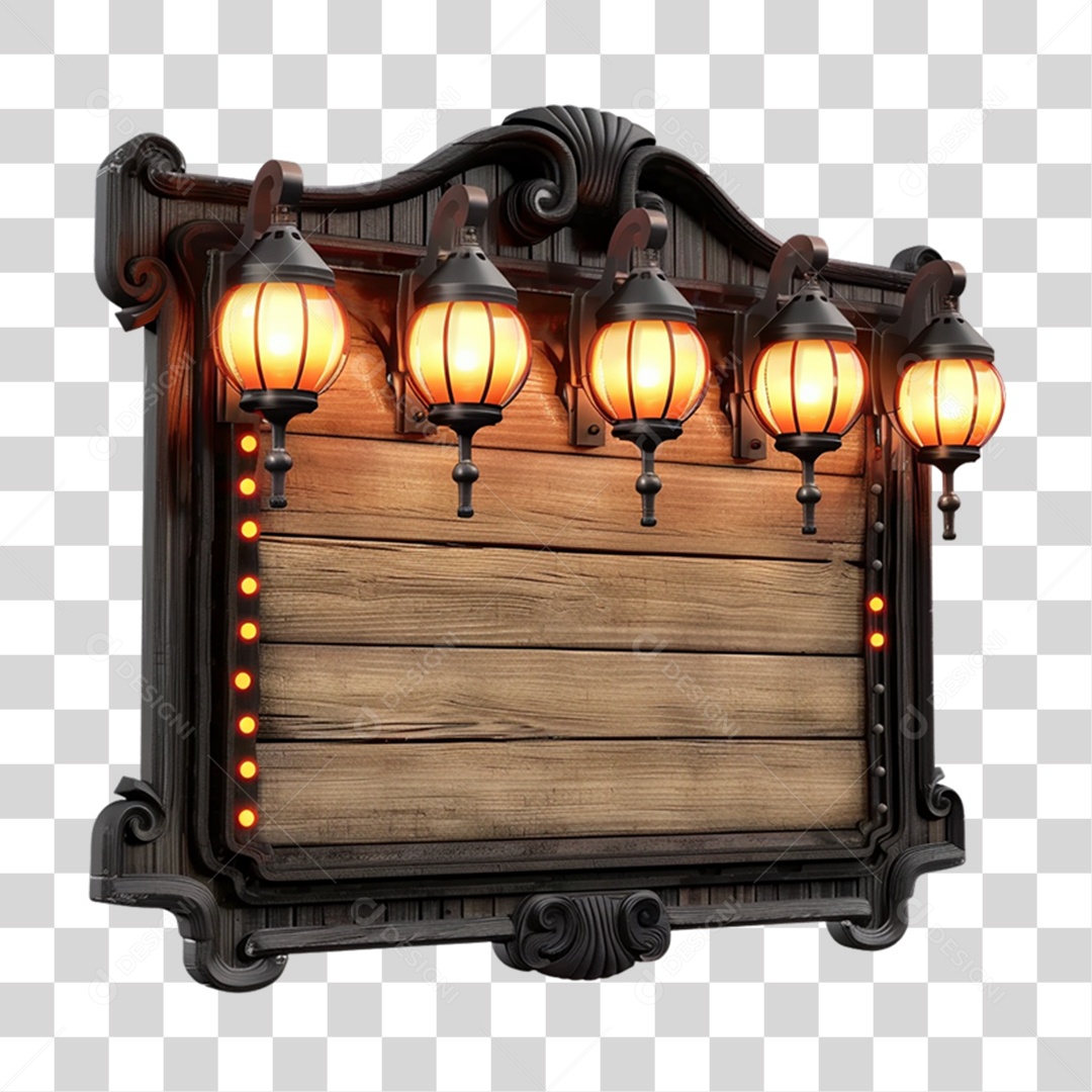 Elemento 3D Placa de Madeira Para Composição PNG Transparente