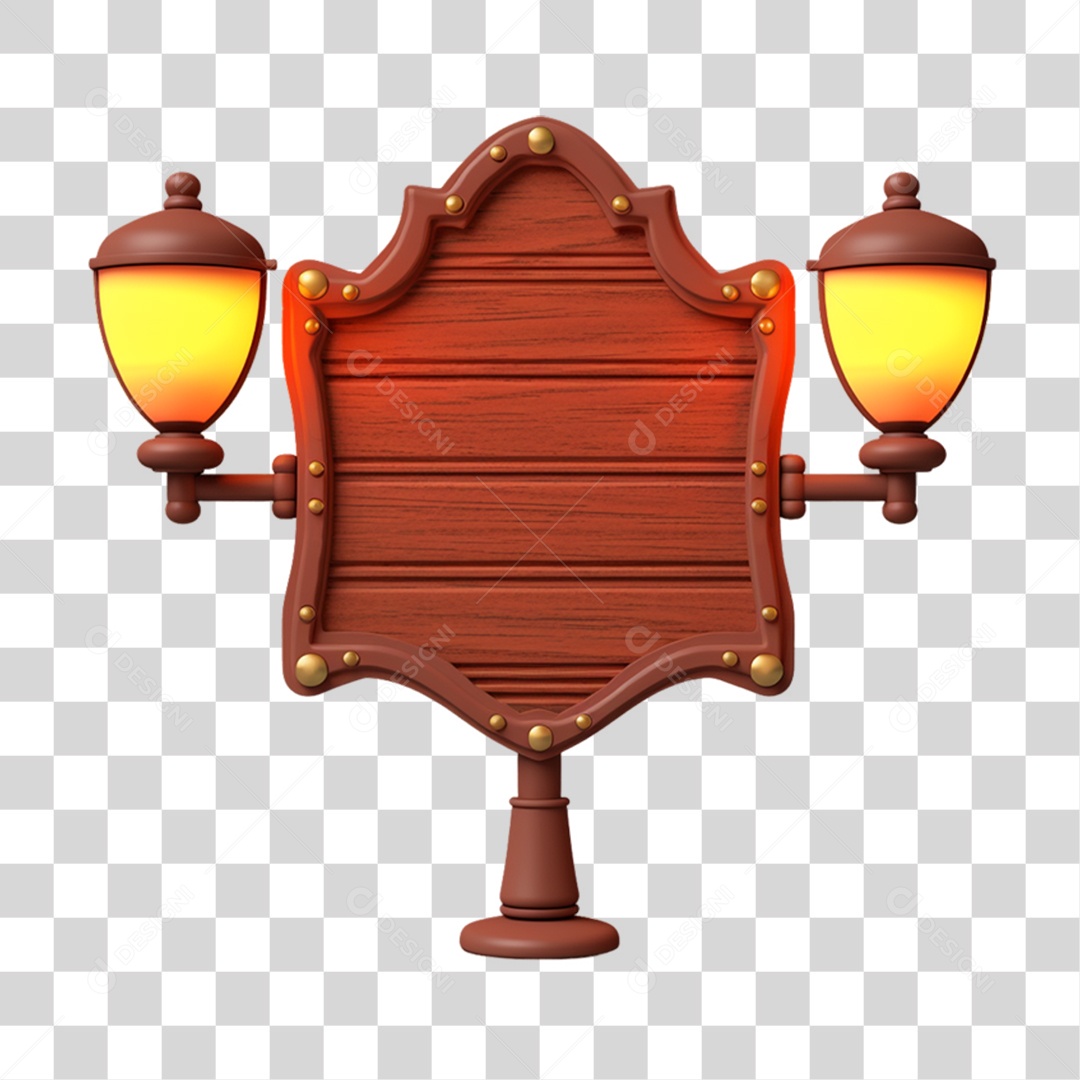 Elemento 3D Placa de Madeira Para Composição PNG Transparente