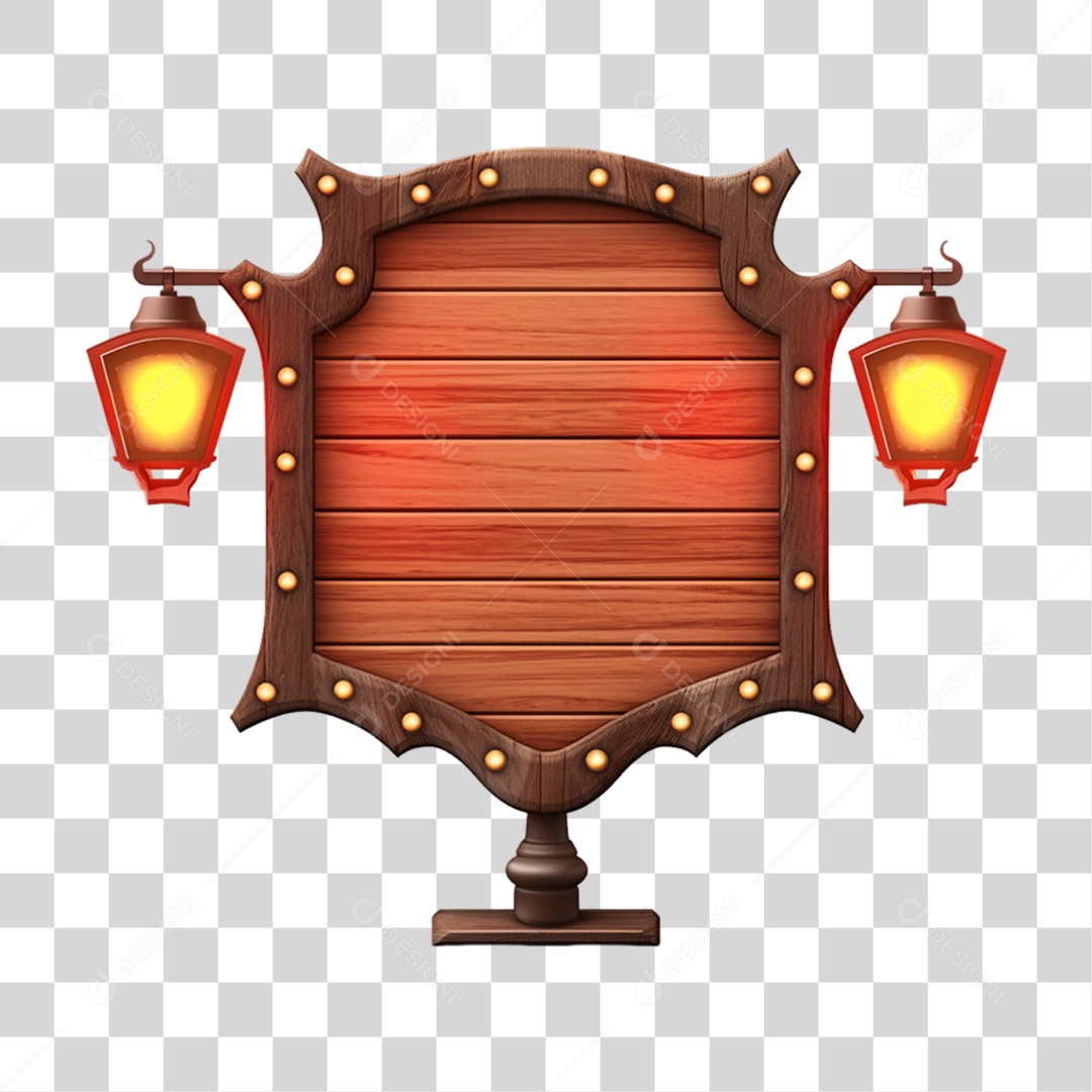 Elemento 3D Placa de Madeira Para Composição PNG Transparente