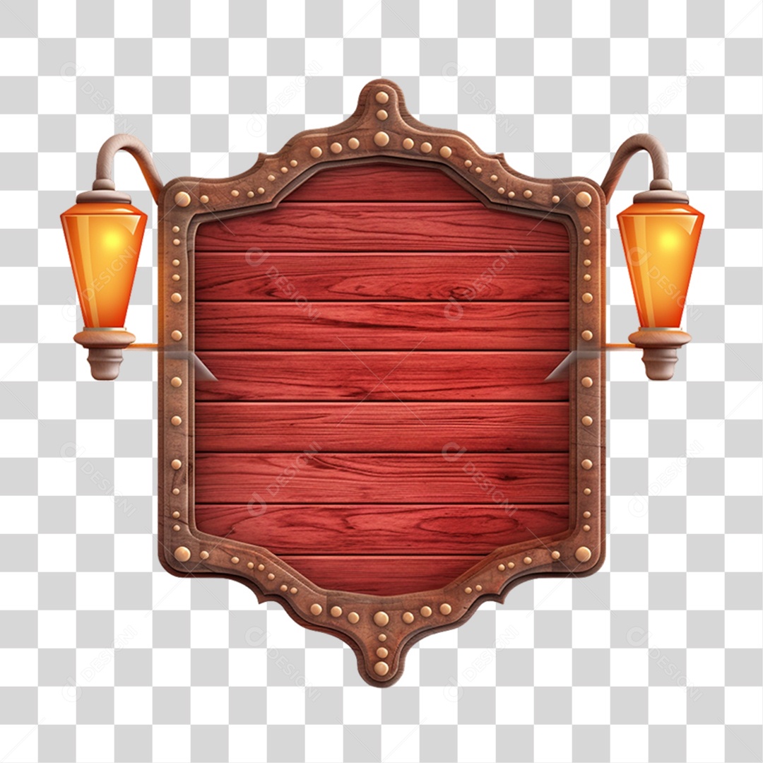 Elemento 3D Placa de Madeira Para Composição PNG Transparente