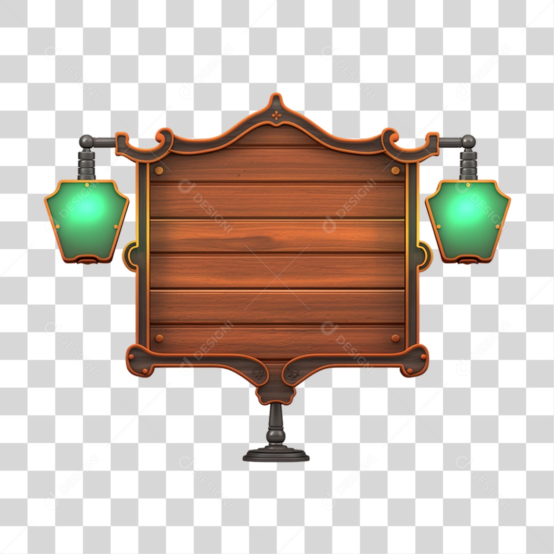 Elemento 3D Placa de Madeira Para Composição PNG Transparente