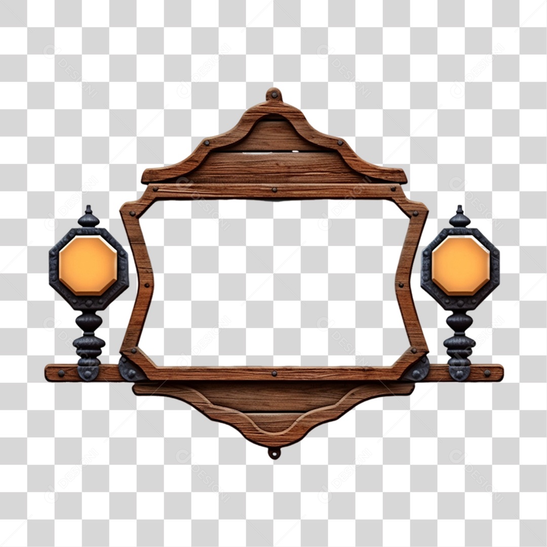 Elemento 3D Placa de Madeira Para Composição PNG Transparente