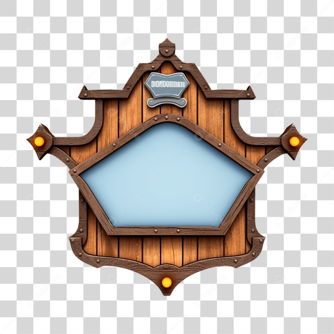 Elemento 3D Placa de Madeira Para Composição PNG Transparente