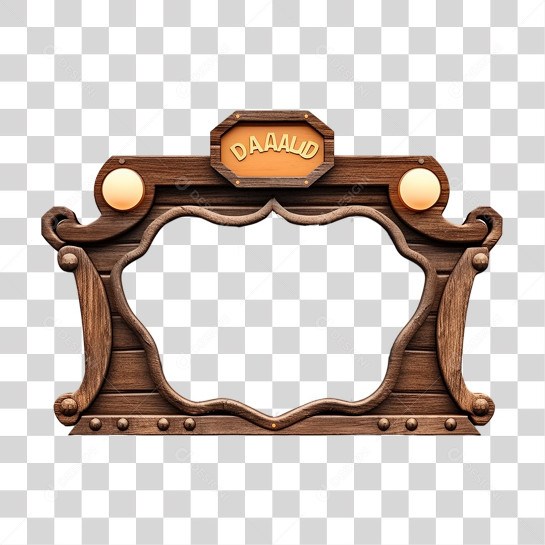 Elemento 3D Placa de Madeira Para Composição PNG Transparente