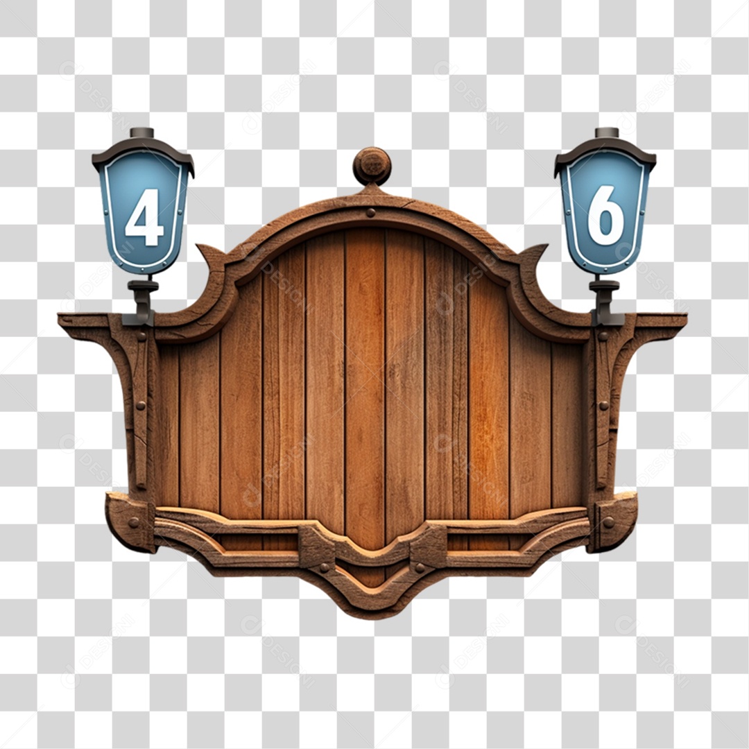 Elemento 3D Placa de Madeira Para Composição PNG Transparente