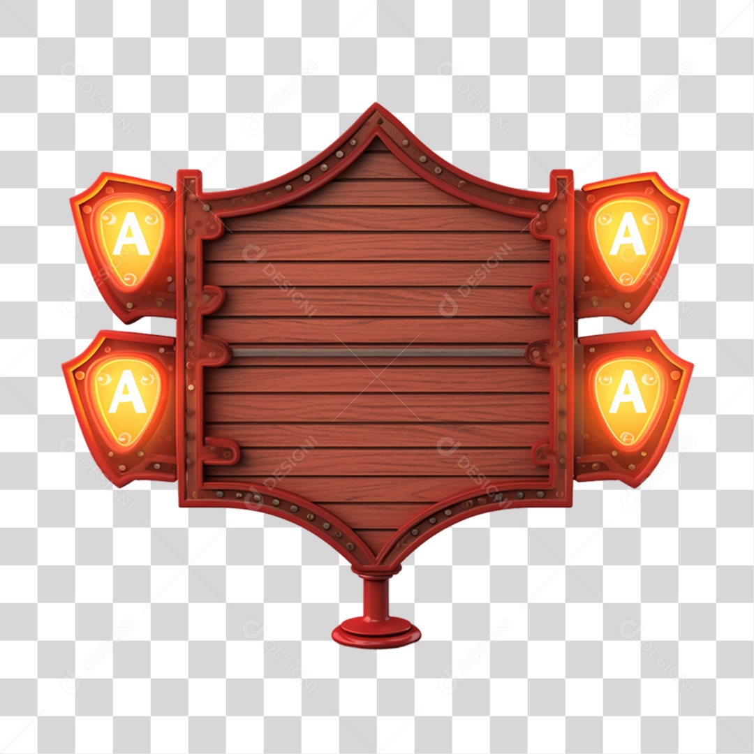 Elemento 3D Placa de Madeira Para Composição PNG Transparente