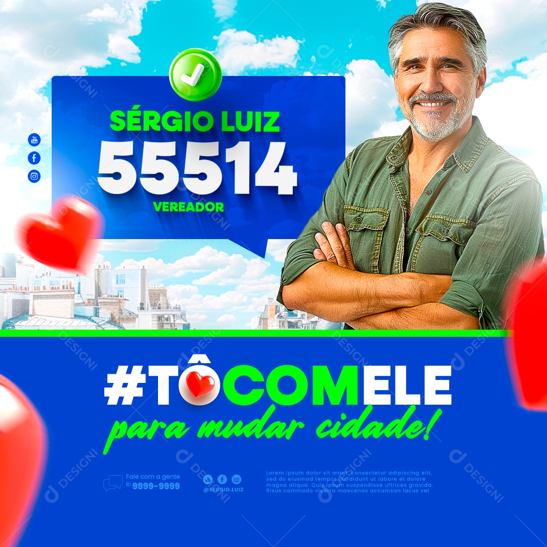 To com Ele para Cuidar da Minha Cidade Social Media PSD Editável