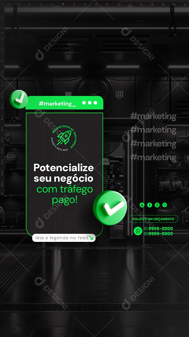Story Potencialize seu Négocio com Tráfego Pago Social Media PSD Editável