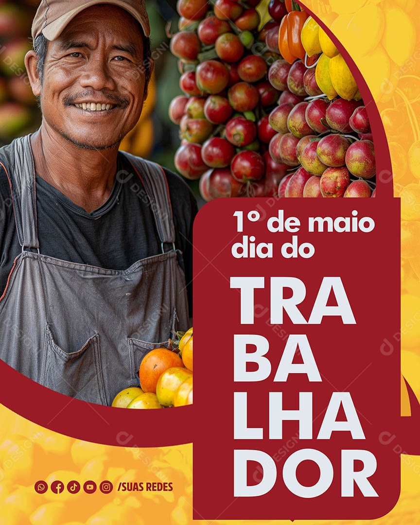 Dia do Trabalhador  01 de Maio Parabéns Social Media PSD Editável