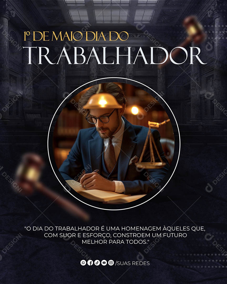 Dia do Trabalhador  01 de Maio Homenagem Social Media PSD Editável