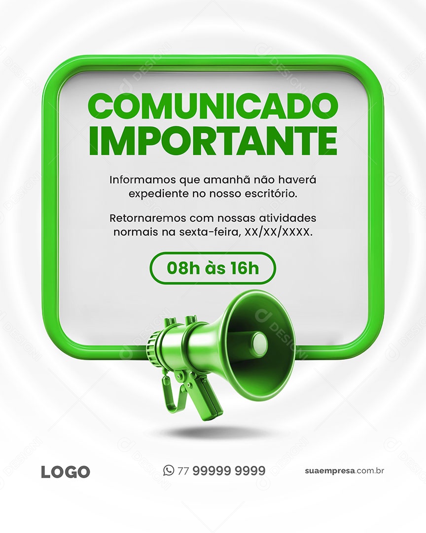 Comunicado Importante Retornaremos Social Media PSD Editável