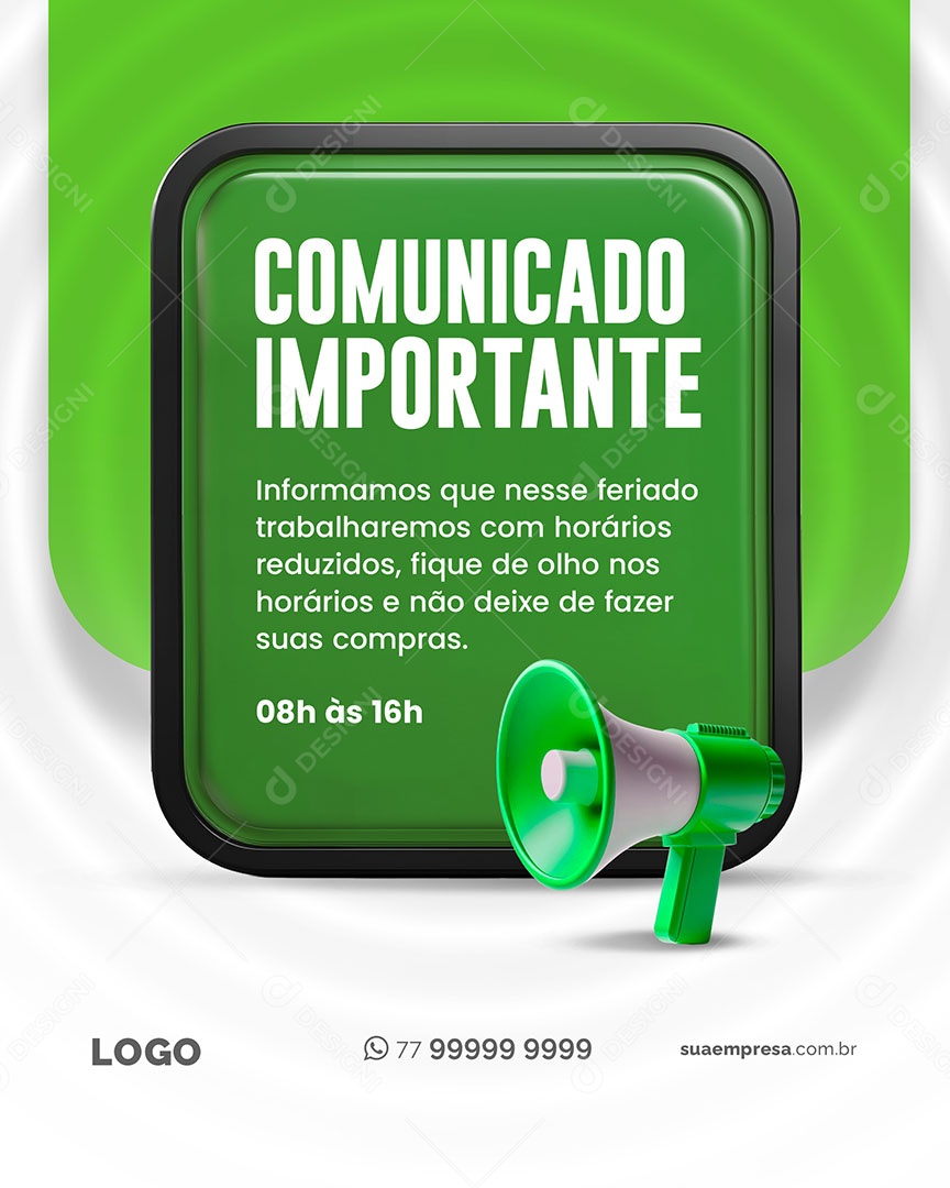 Comunicado Importante Informamos Social Media PSD Editável