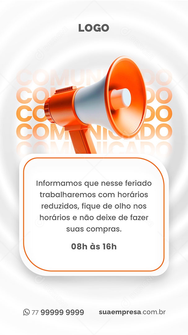 Story Comunicado Fique de Olho nos Horários e não Deixe de Fazer suas Compras Social Media PSD Editável