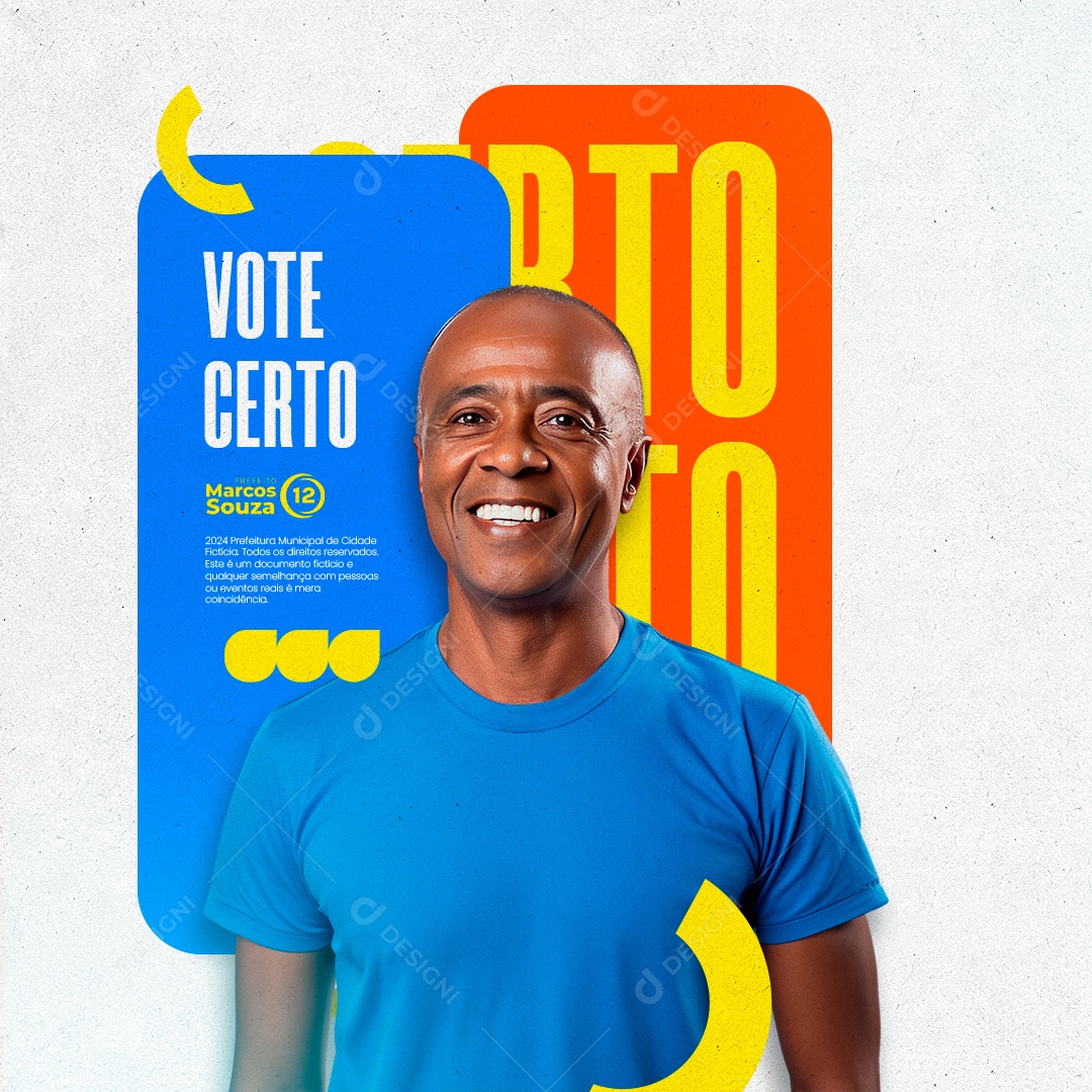 Campanha Politica Vote Certo Prefeito Marcos Souza Social Media PSD Editável