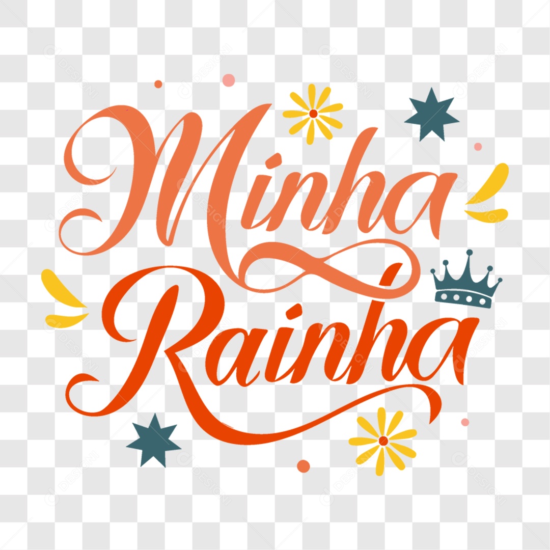 Lettering Dia das Mães Minha Rainha PNG