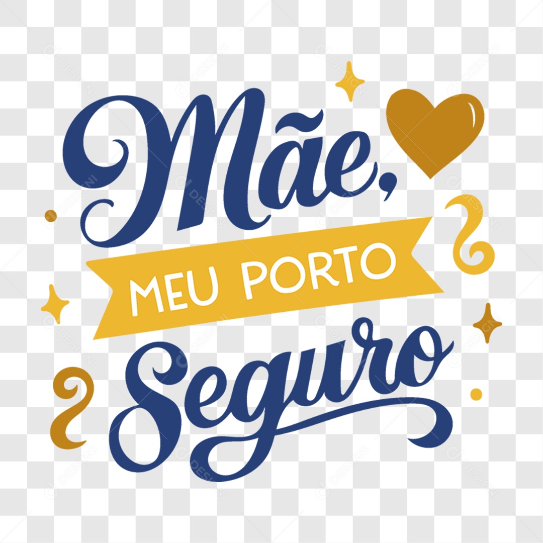 Lettering Mãe Meu Porto Seguro PNG