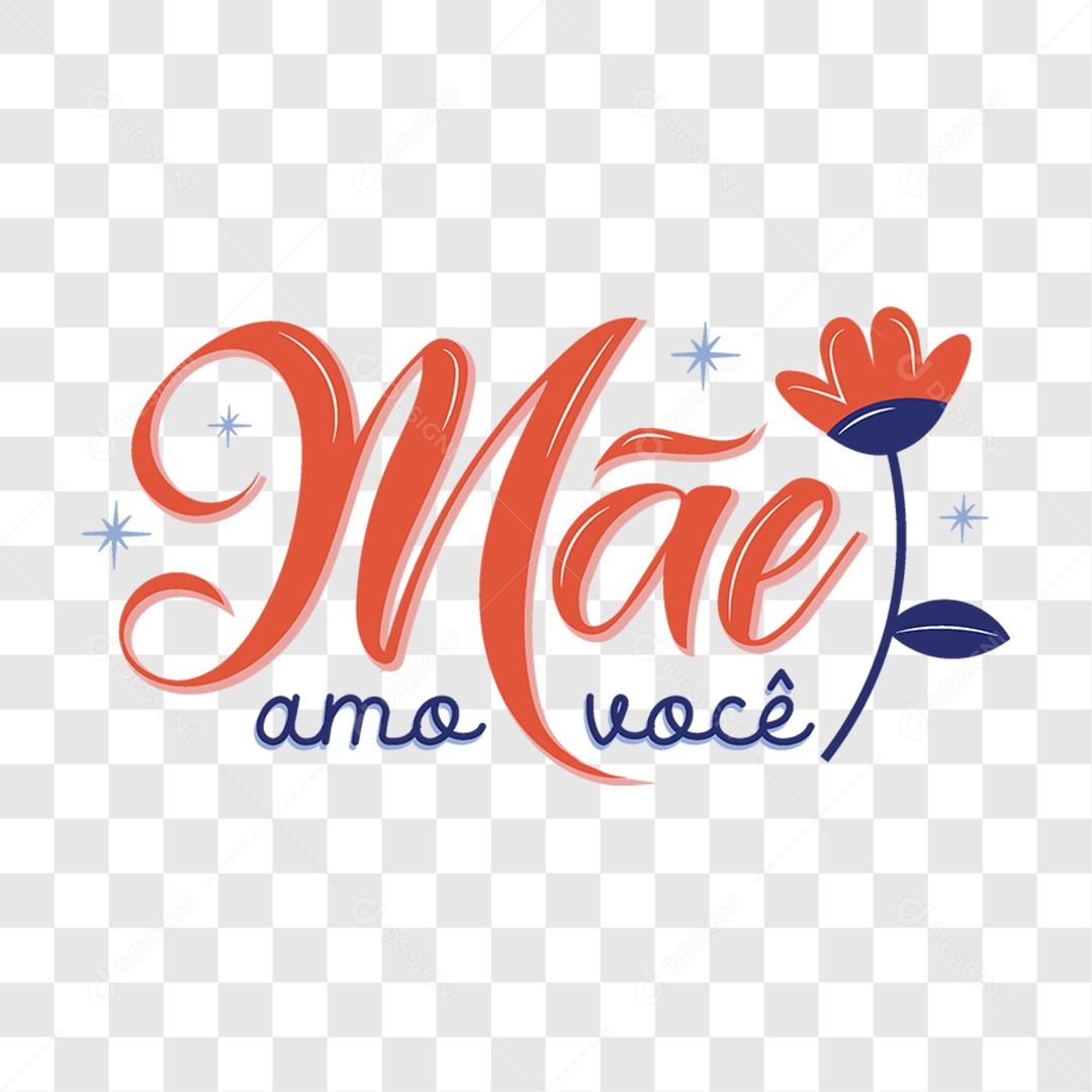 Lettering Mãe Amo Você PNG