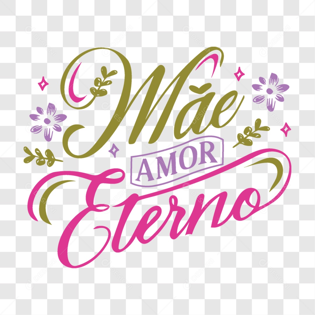 Lettering Mãe Amor Eterno PNG