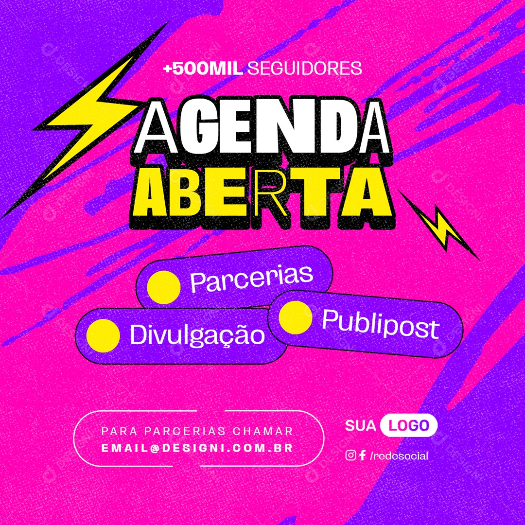 Digital Influencer Agenda Aberta Parcerias Divulgação Jobs Publipost Social Media PSD Editável