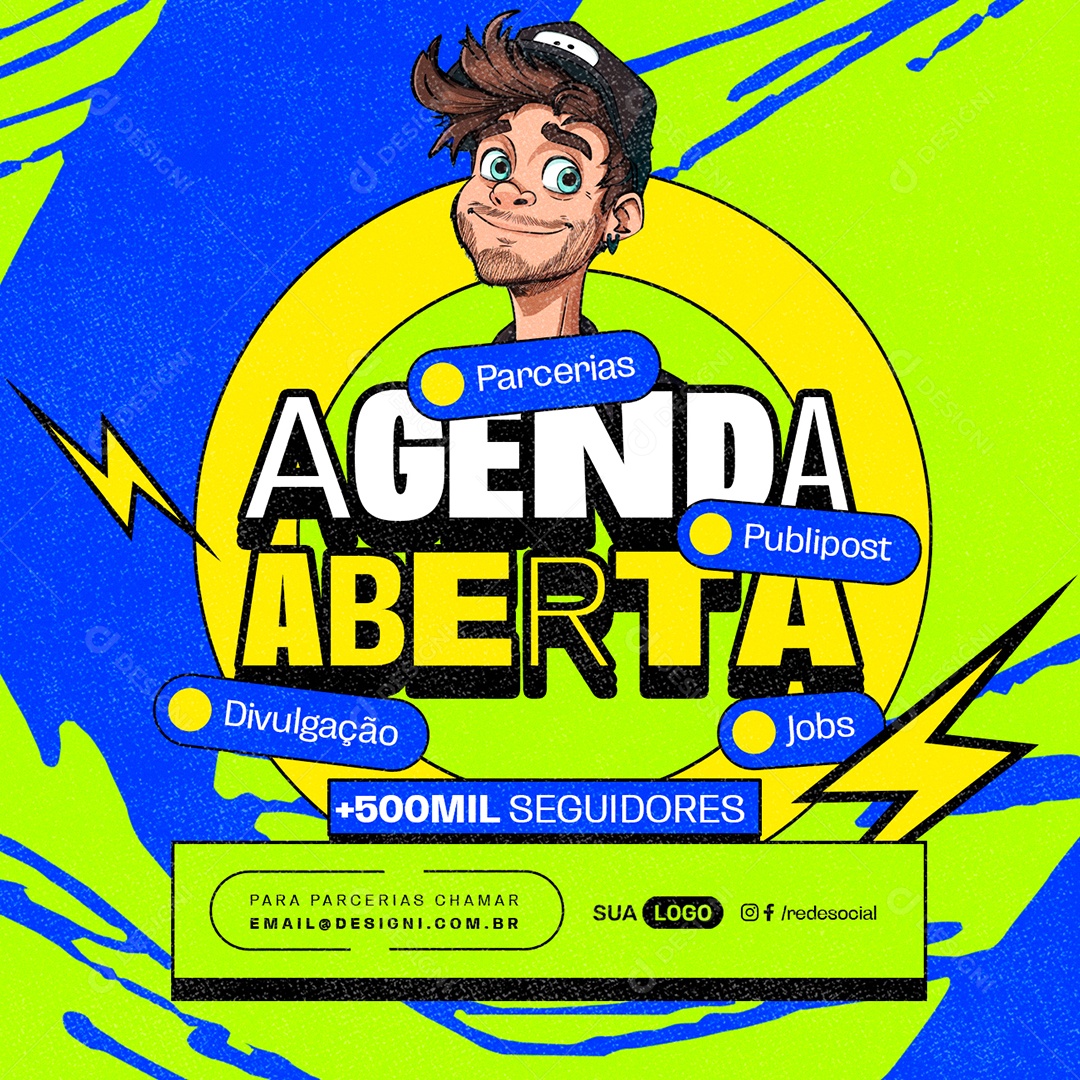 Digital Influencer Agenda Aberta Parcerias Divulgação Jobs Social Media PSD Editável