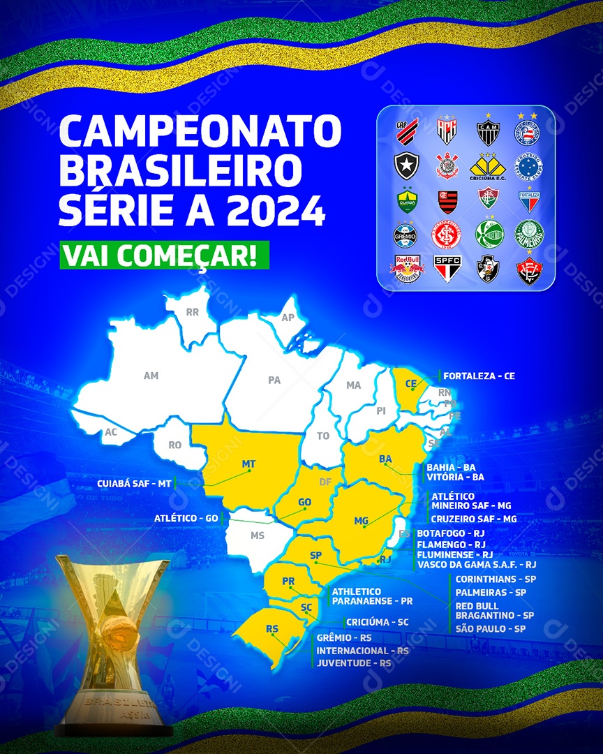 Futebol Campeonato Brasileiro Série A 2024 Vai Começar Social Media PSD Editável