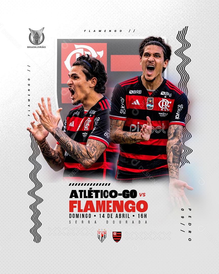 Futebol Atlético-GO X Flamengo Domingo 14 de Abril Social Media PSD Editável