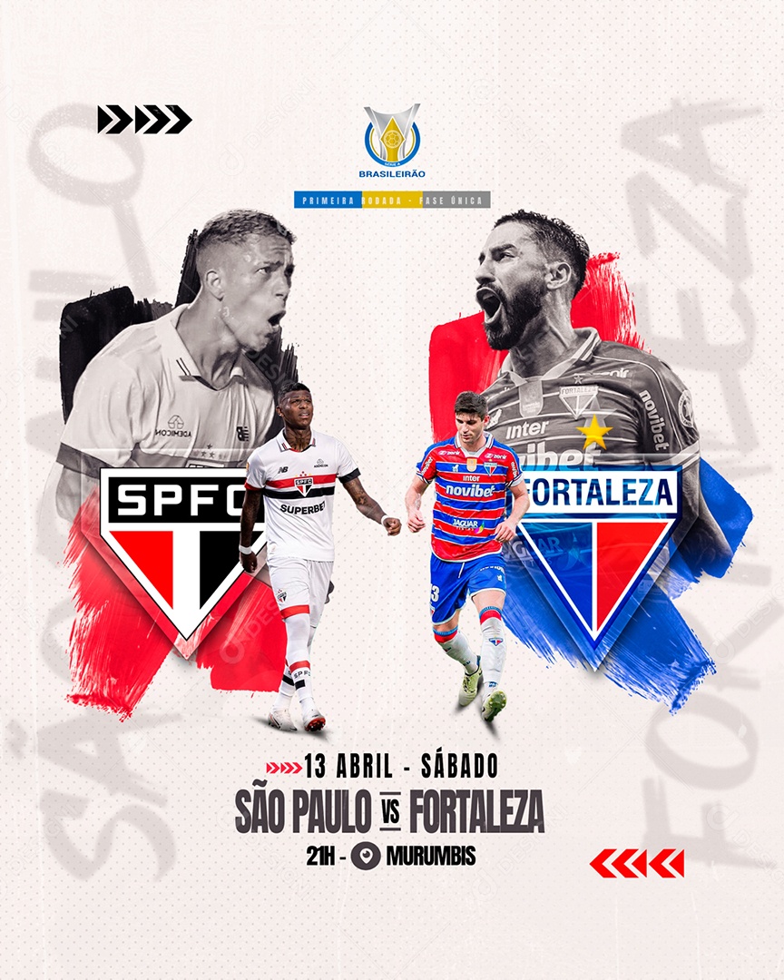 Futebol São Paulo X Fortaleza 13 de Abril Sábado Social Media PSD Editável