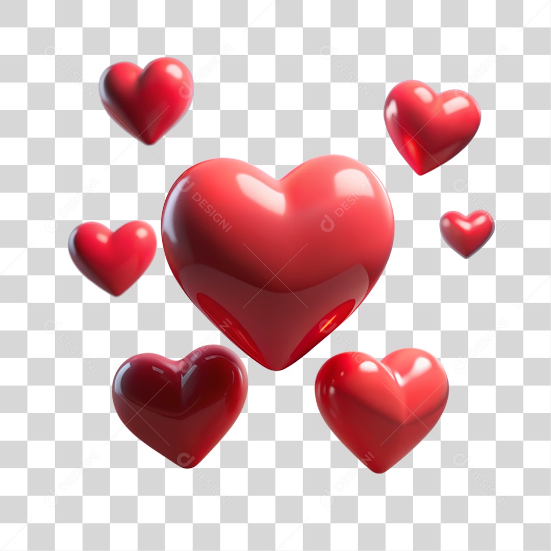 Transparent PNG Hearts 3D Element