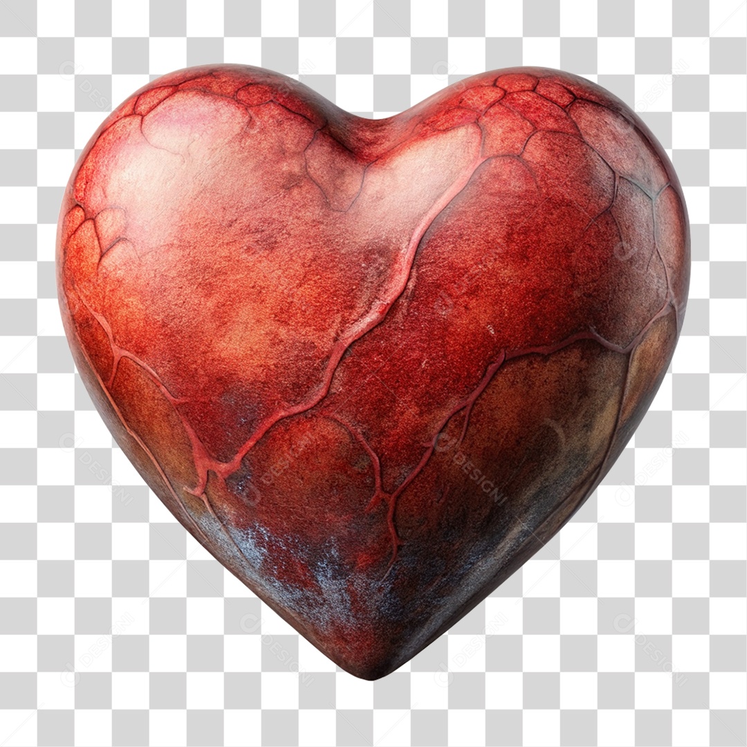 Elemento 3D Coração PNG Transparente
