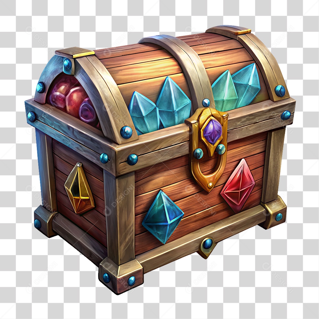 Elemento 3D Baú de Madeira PNG Transparente