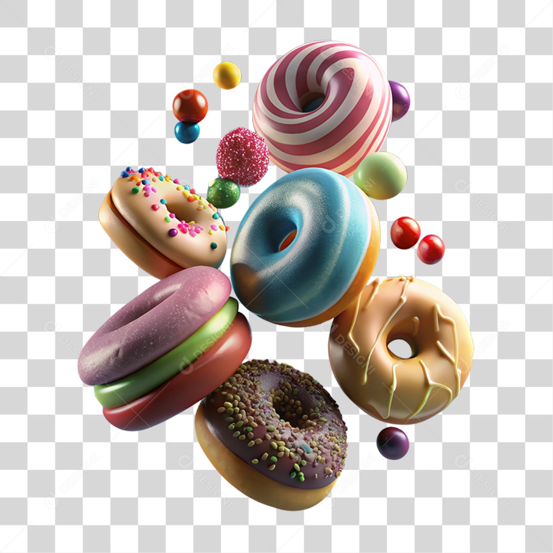 Balas de Doces Donuts PNG Transparente