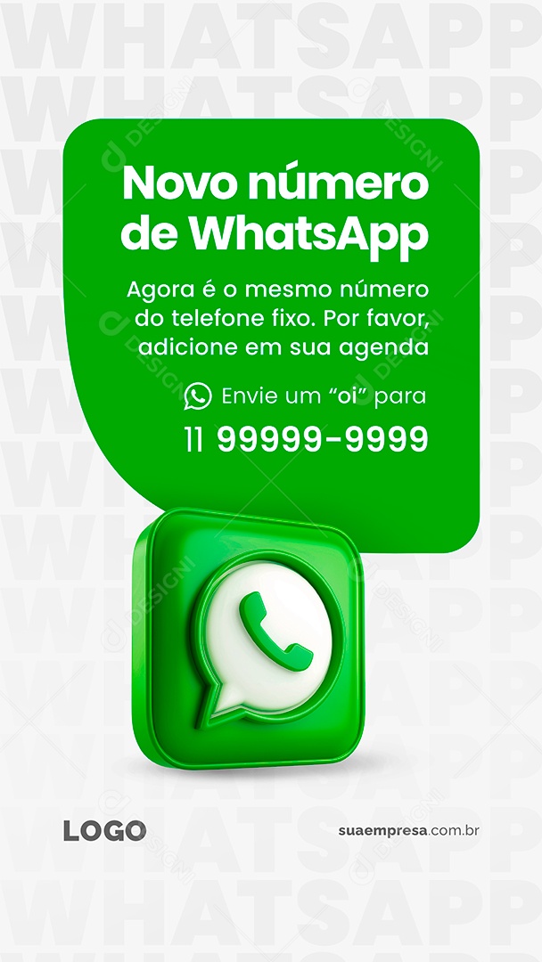 Novo Número de Whatsapp Social Media PSD Editável