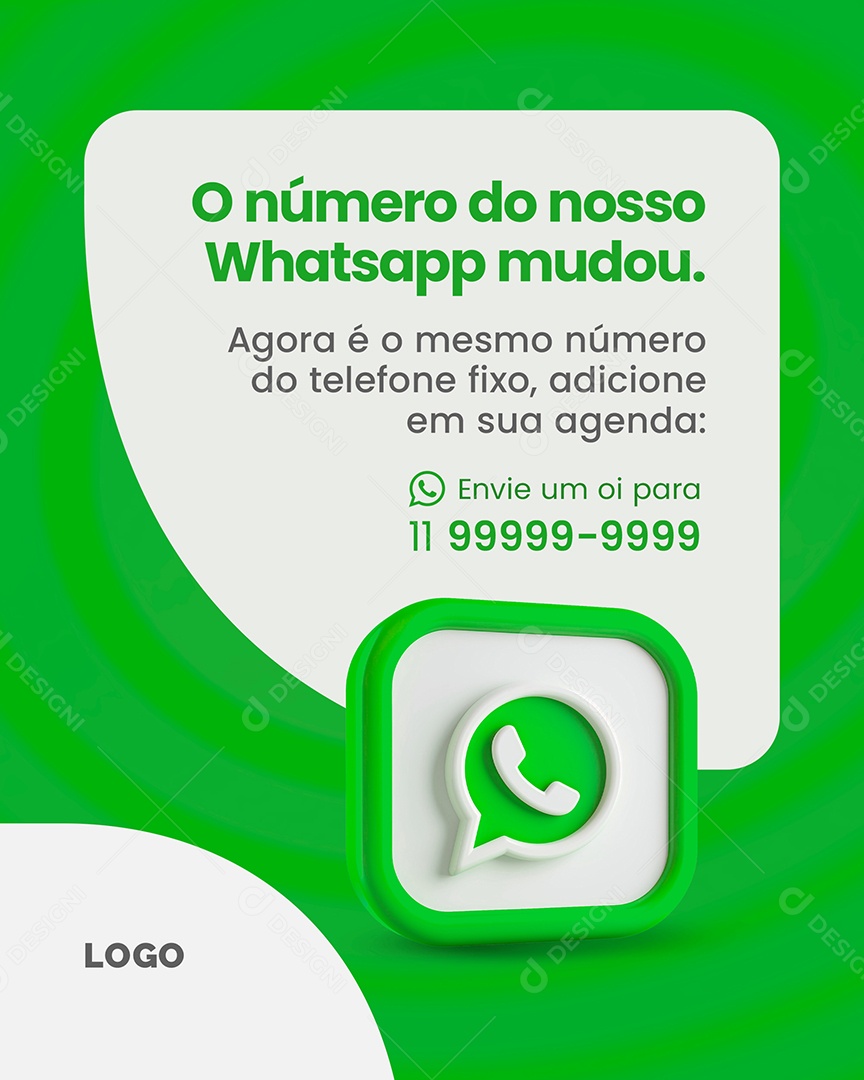 Agora é o Mesmo Número de Telefone para Ligações e Whatsapp Envie um Oi Social Media PSD Editável