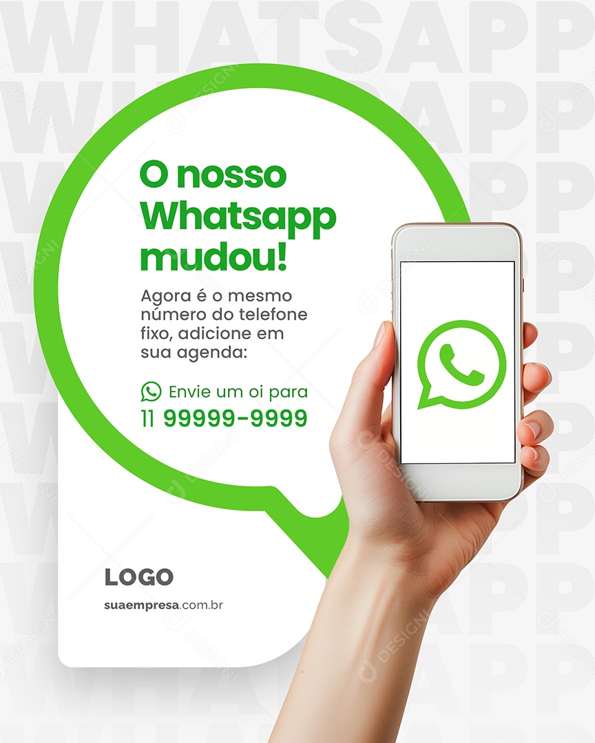 Nosso Número de Whatsapp Mudou Social Media PSD Editável